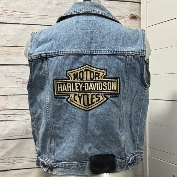Harley Davidson Jackets & Blazers - Harley Davidson Denim Jean Levi Motorcycle Vest Biker Blue Size XS Ladies Womans